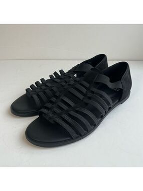 Eileen Fisher Black Rato Strappy Flat Sandals Size 9.5